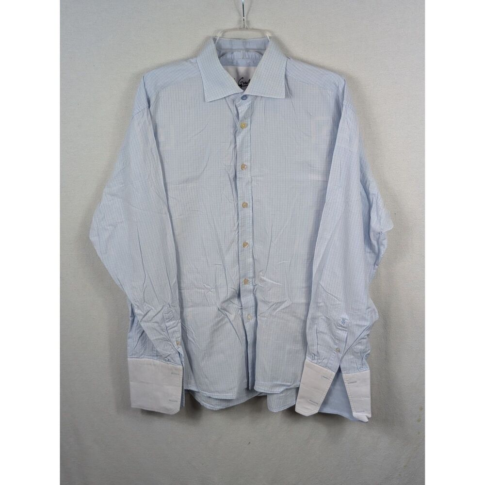Robert Graham Greek Key Design Embroidered Shirt Light Blue Men's Size 2XL